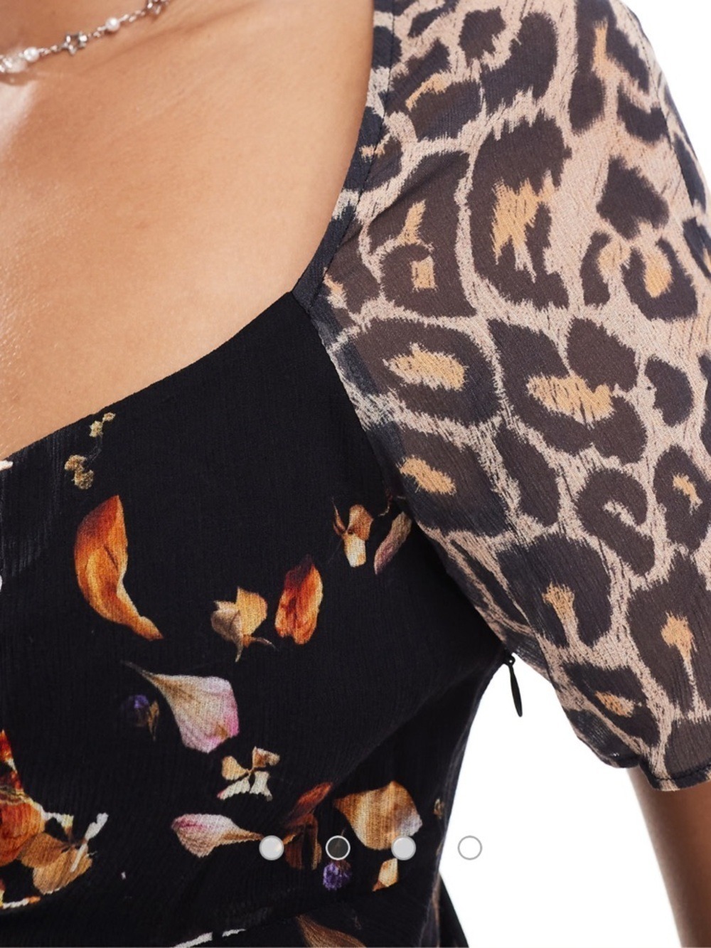 AllSaints Black Floral & Leopard Mixed-Print Midi Dress - Picture 8 of 8
